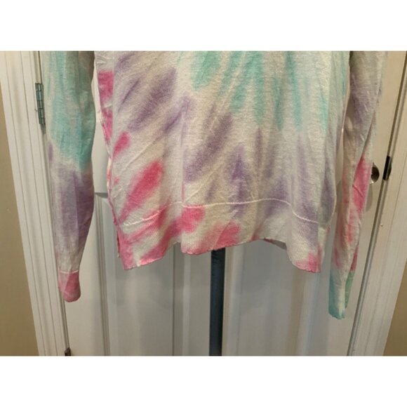 Sundry White & Pink Tie-Dye Thin Knit Crew Neck Sweater, Size 1 - Picture 3 of 8